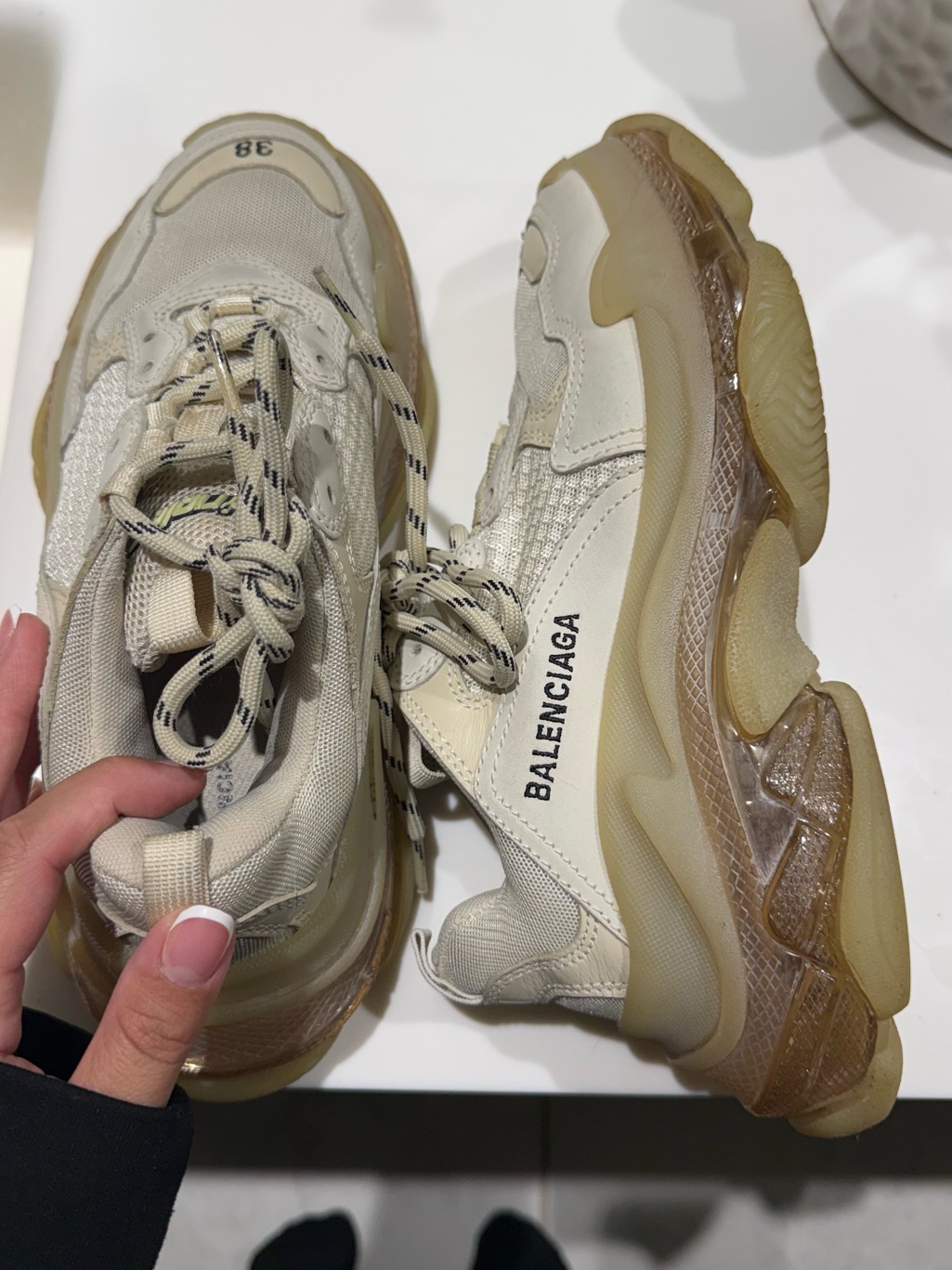 Balenciaga Chunky Triple-S Style Sneakers Cream & Beige